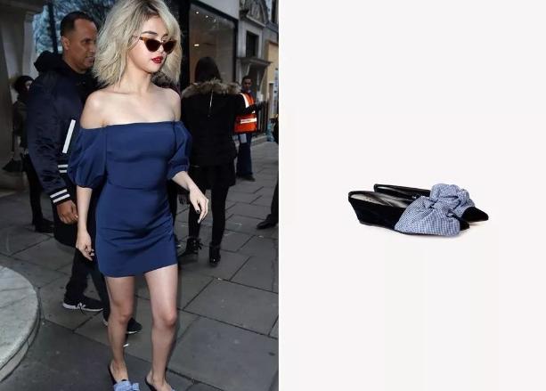 吸睛蝴蝶结单鞋走出甜美时尚路线,中跟蝴蝶结单鞋穿搭