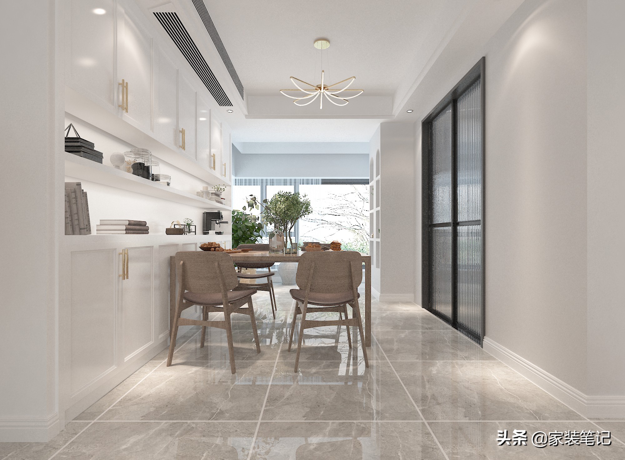 全屋只做石膏线的装修效果,发现一家装修很有氛围感的店铺