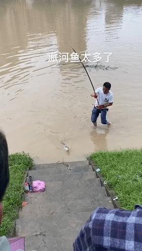 翘嘴泛滥成灾邀请各地钓友,水库开闸放水引来捞鱼大军