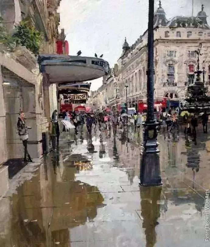欧洲油画秋日街景,peterbrown油画从哪里买