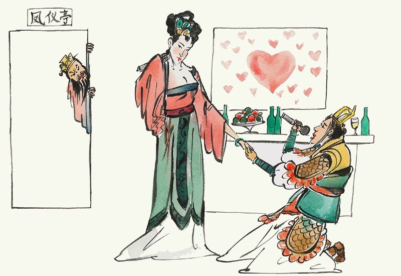 萧何月下追韩信梅瓶原图,萧何月下追韩信真迹图