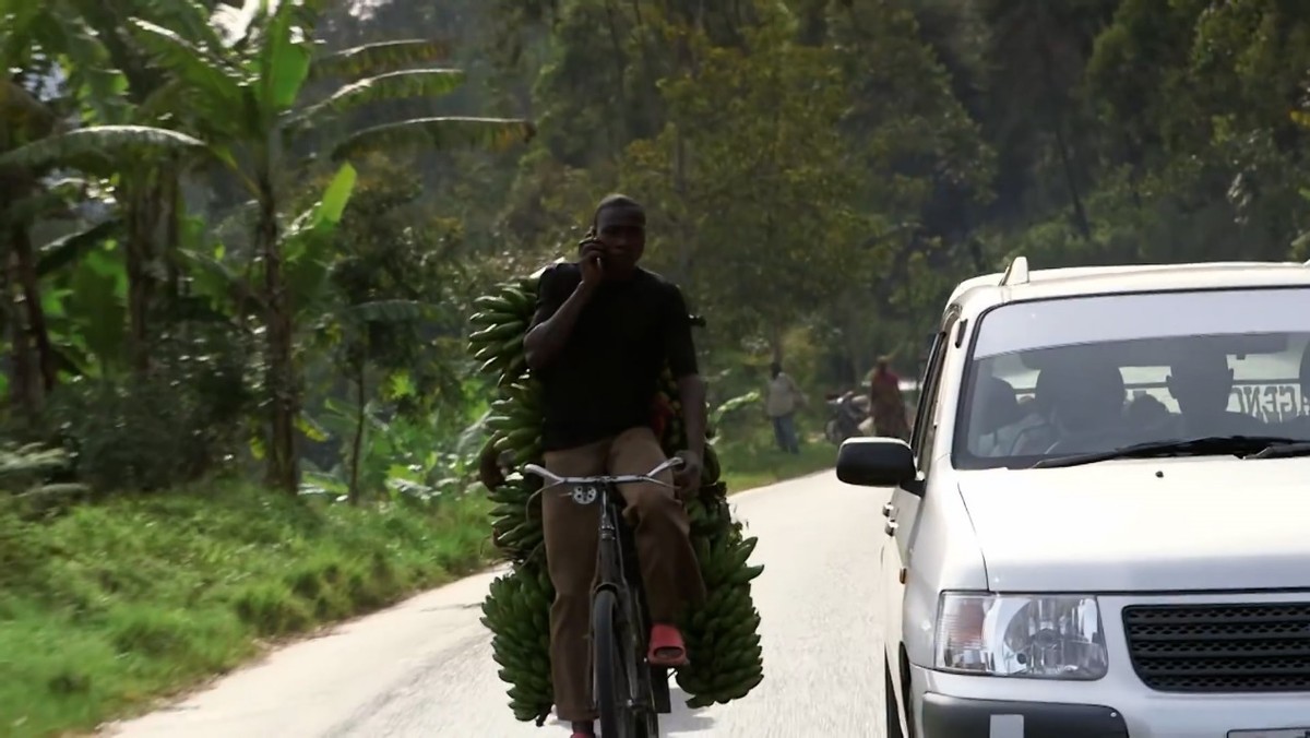 非洲布隆迪的赚钱天才,骑着自行车运香蕉扒车门,满身绝活无人敌