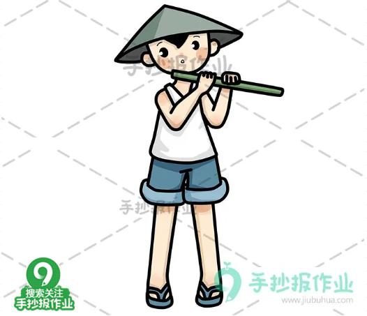 清明时节简笔画原创教程步骤,简笔画清明节牧童的画法