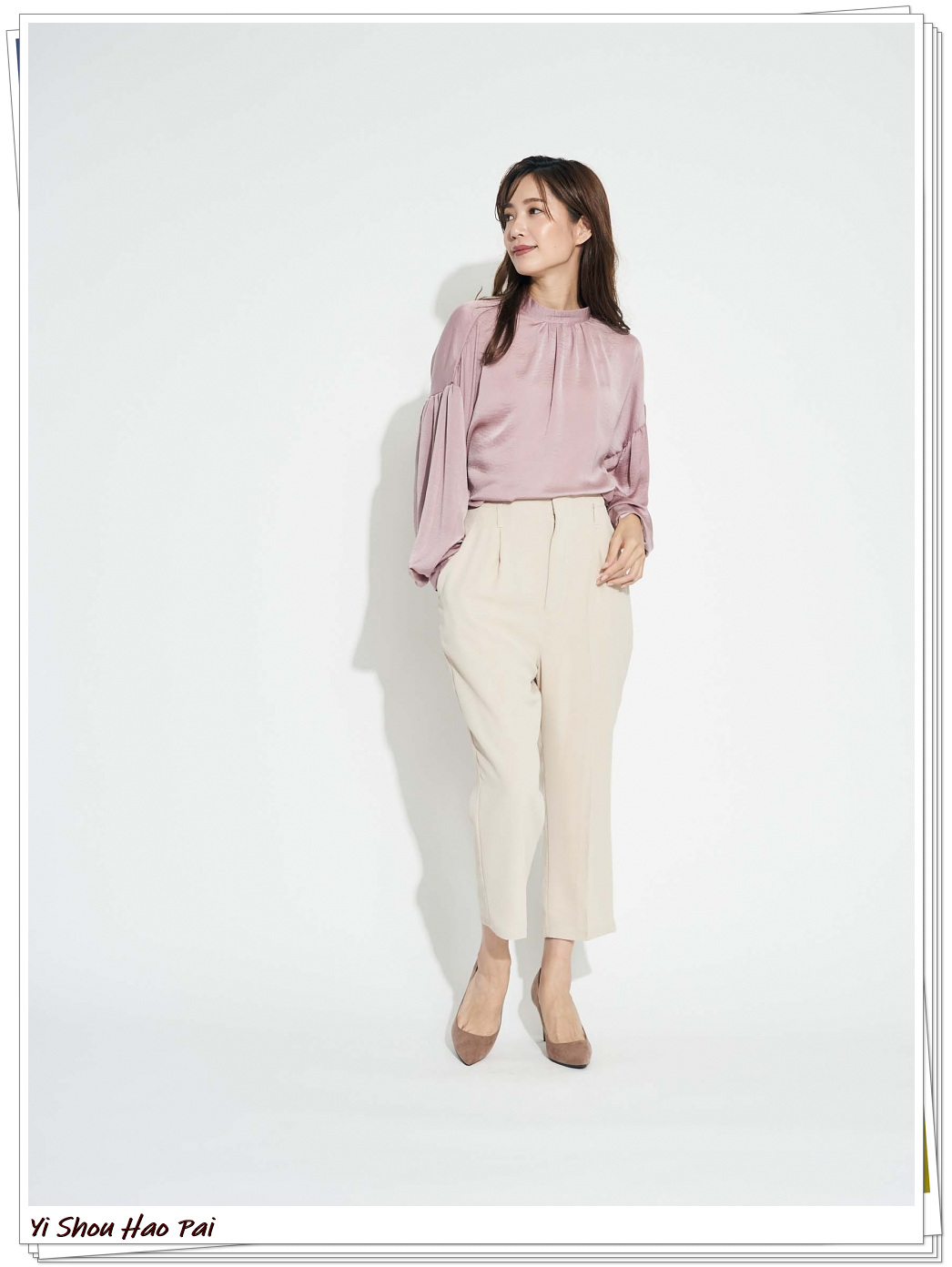 米色裤子的穿搭,米色的牛仔裤轻熟