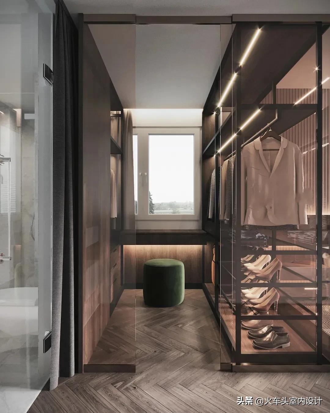 走入式衣帽间设计效果图轻奢风,轻奢简约大气衣帽间