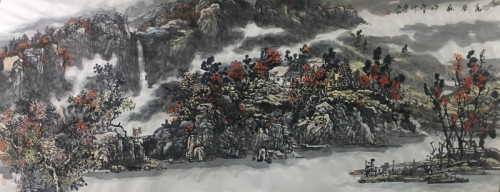 风水重彩山水画,秦岭山水画水墨