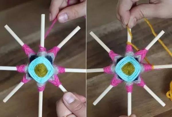 厉害，只用一次性筷子绕上毛线，开出曼荼罗花！附手工教程