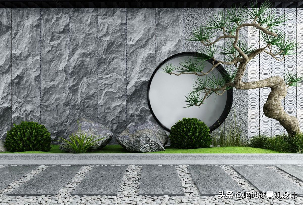 景墙圆形造型价格,简洁欧式庭院景观墙设计