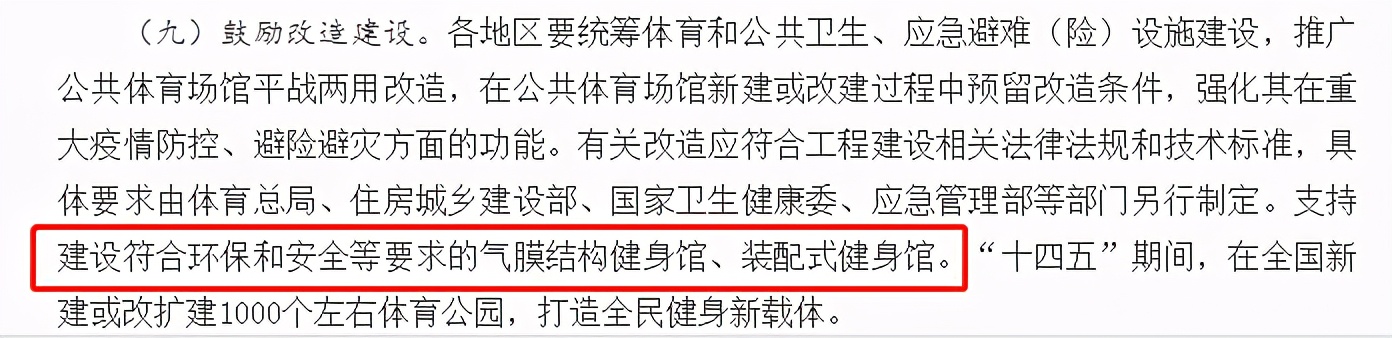 气膜体育馆建设周期,新政策关于体育