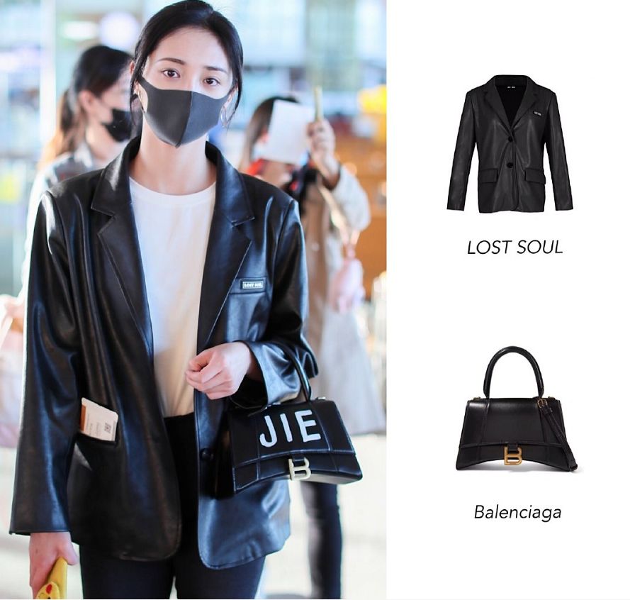 中式盘扣皮衣女刘雯,刘雯皮衣穿搭大合集