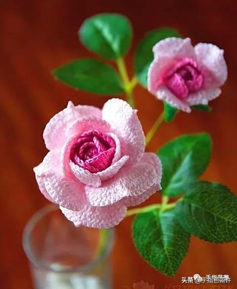 针织玫瑰花视频,缝玫瑰花针织教程