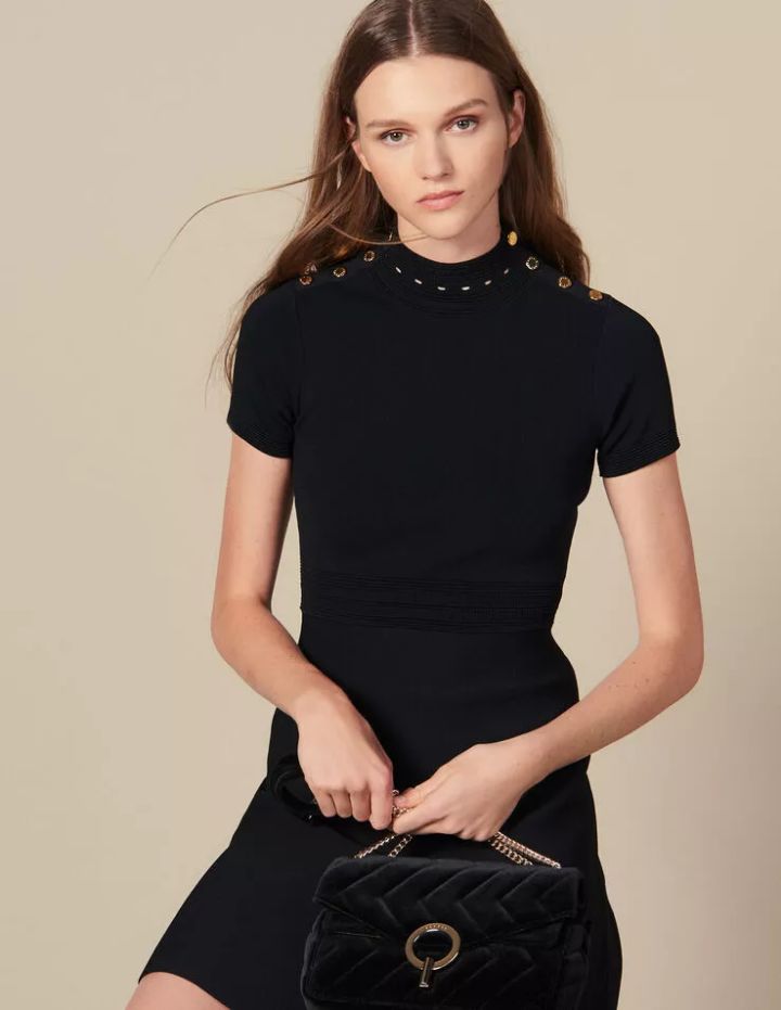 sandro连衣裙桑蚕丝,sandro18款小黑裙