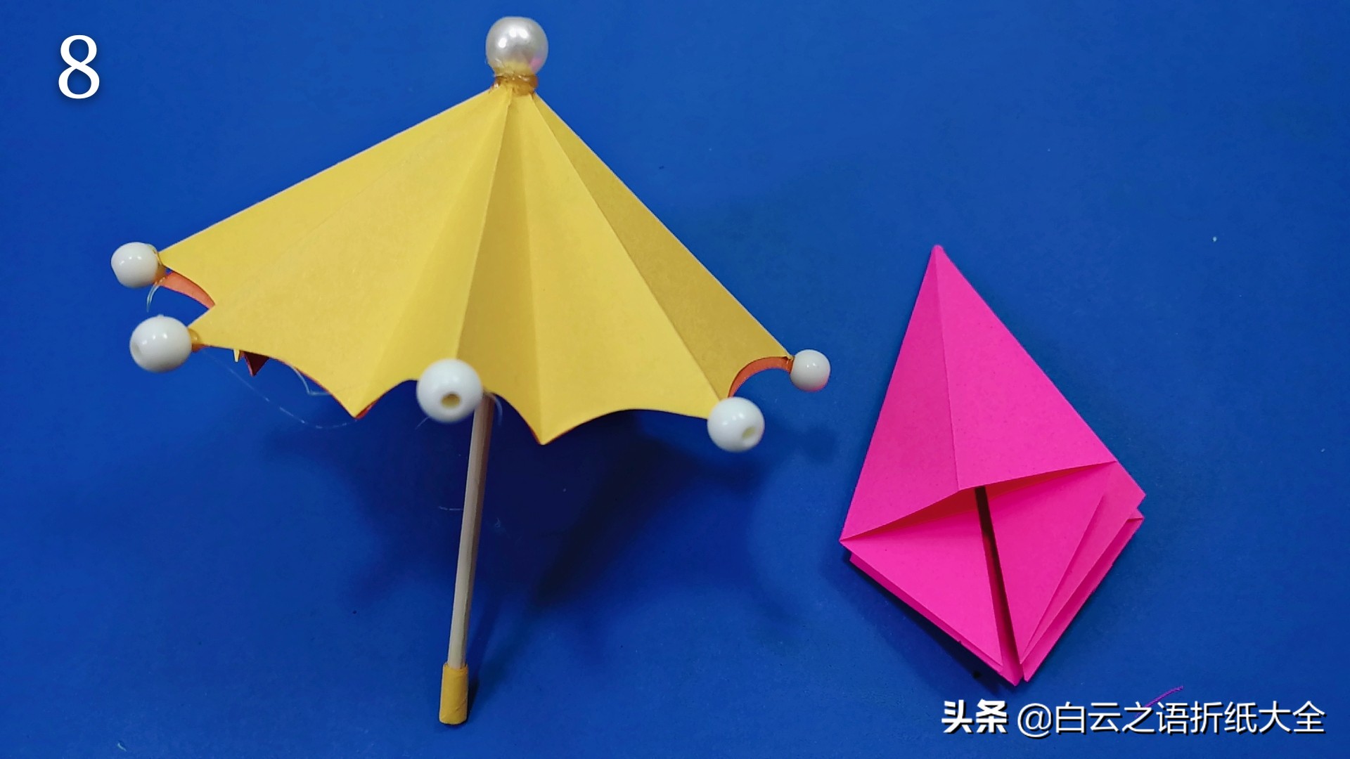 折纸漂亮的可伸缩小伞好看还好玩,折纸雨伞可伸缩慢动作很简单