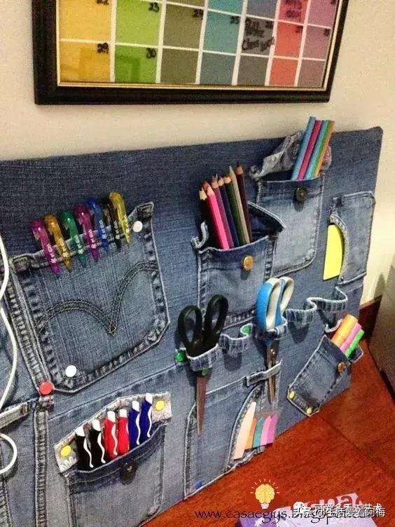牛仔裤旧物改造手工制作小学生,废旧牛仔裤各种改造图解