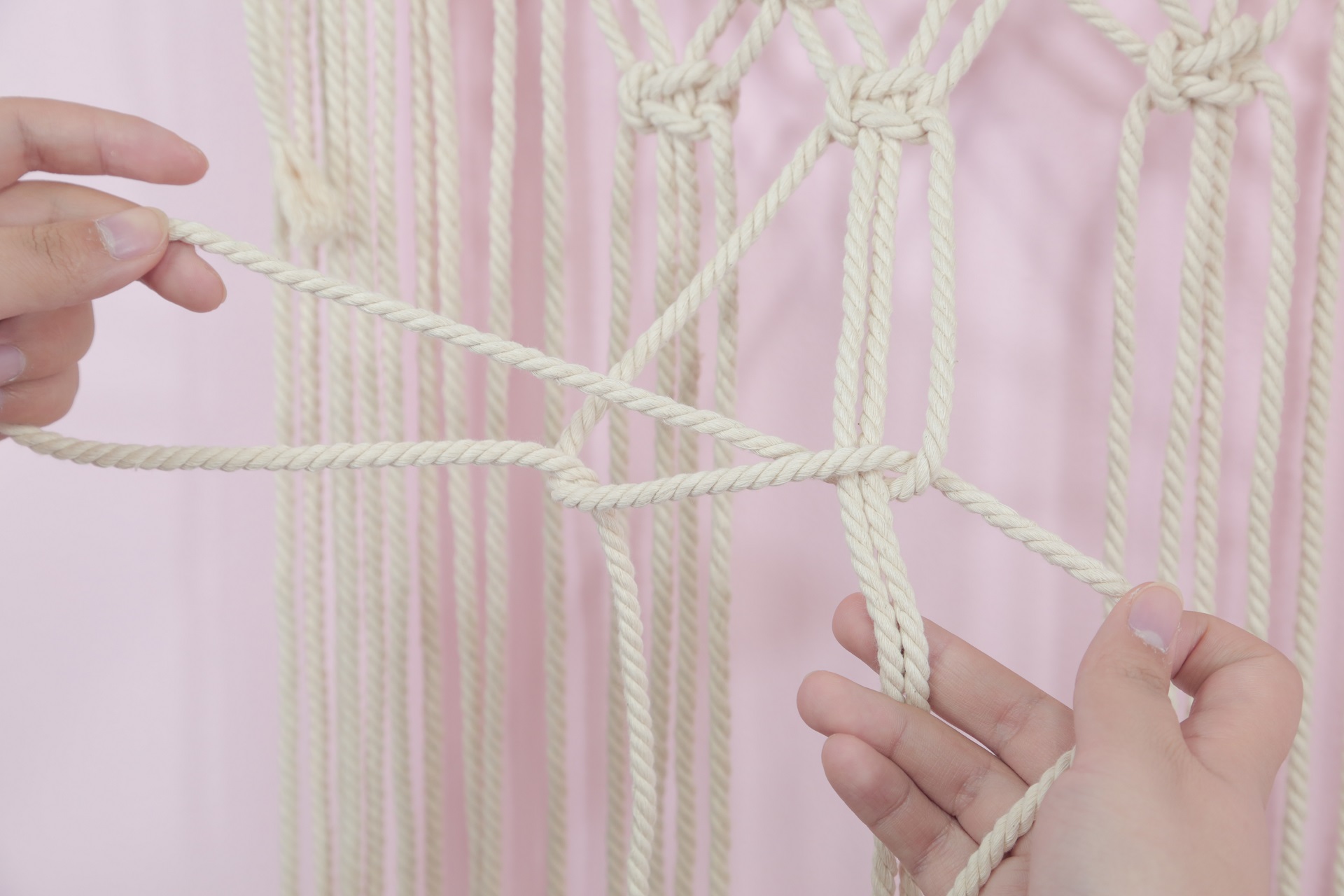 挂毯流苏编织绳教程,棉绳挂毯教程简单版