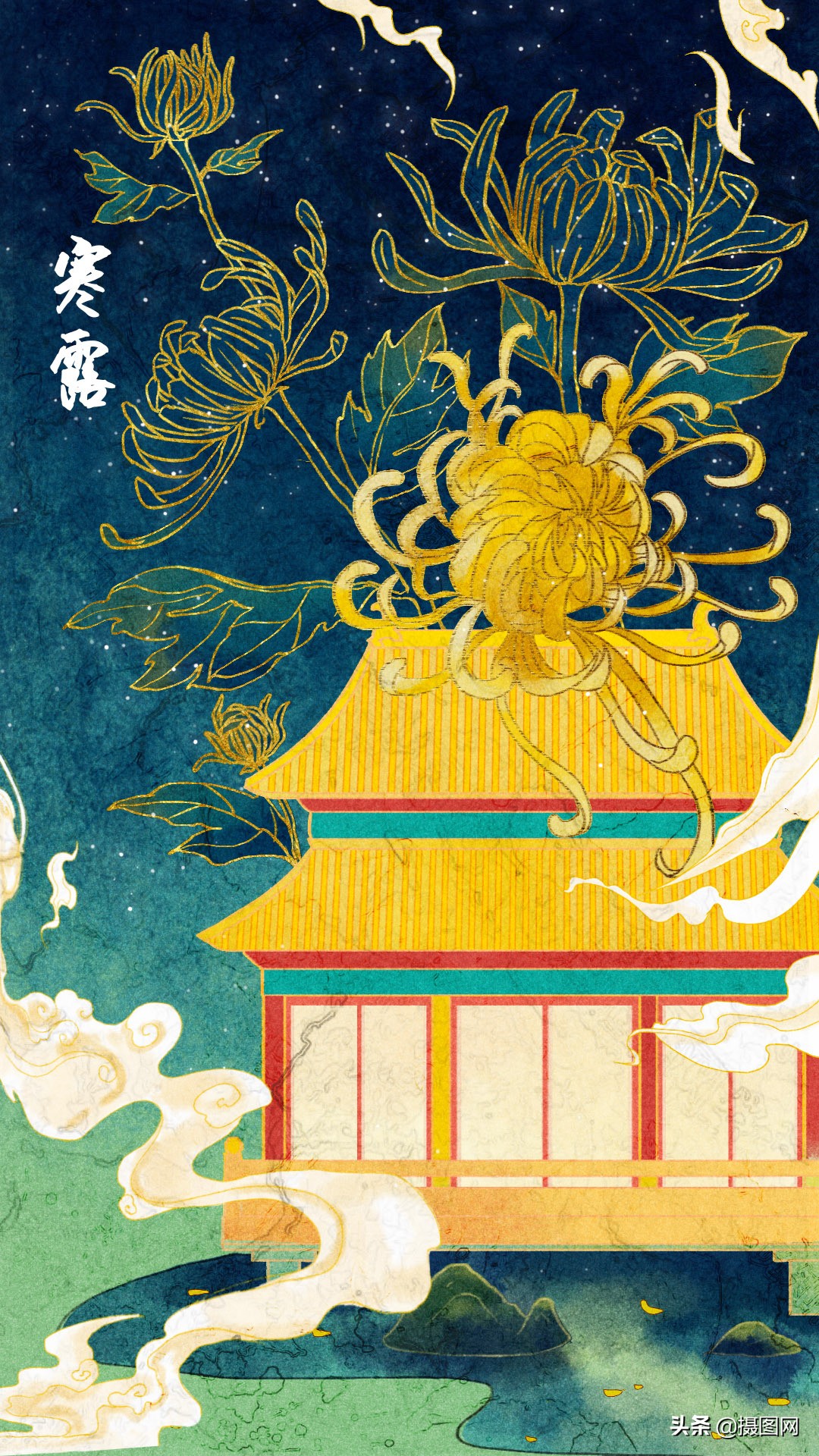 国潮插画水彩图集,水彩新国风插画壁纸