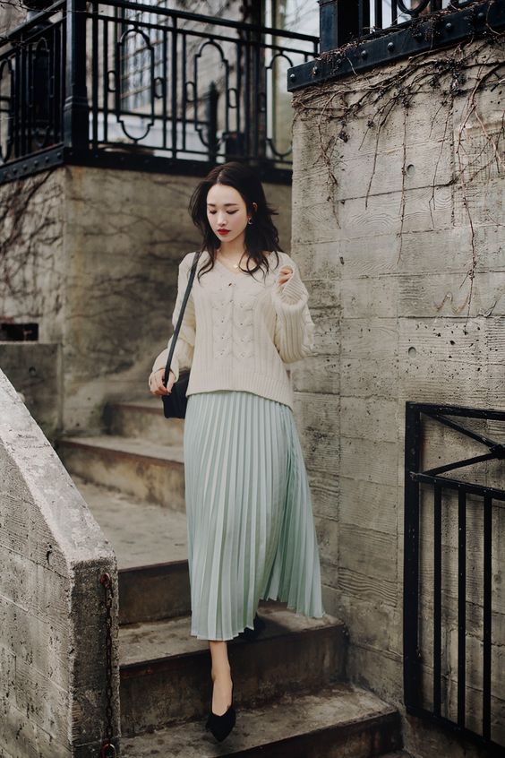 中长半身裙套装搭配,a字裙半身裙秋冬款中长搭配