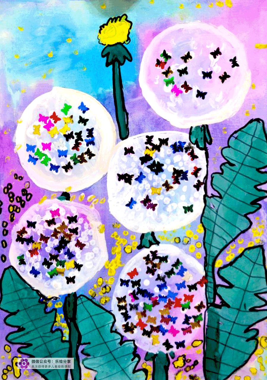 儿童画太阳与蒲公英图片,蒲公英怎么画儿童画