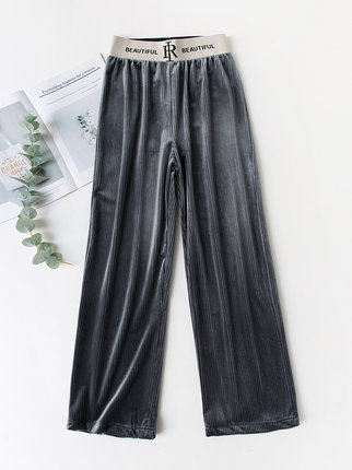 秋冬毛呢格纹阔腿裤,窄版黑色呢子阔腿裤秋季穿搭