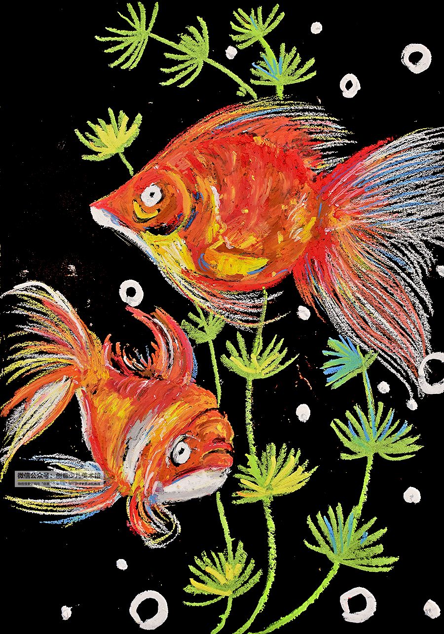 海边风景油画棒教程儿童画,油画棒画美人鱼儿童