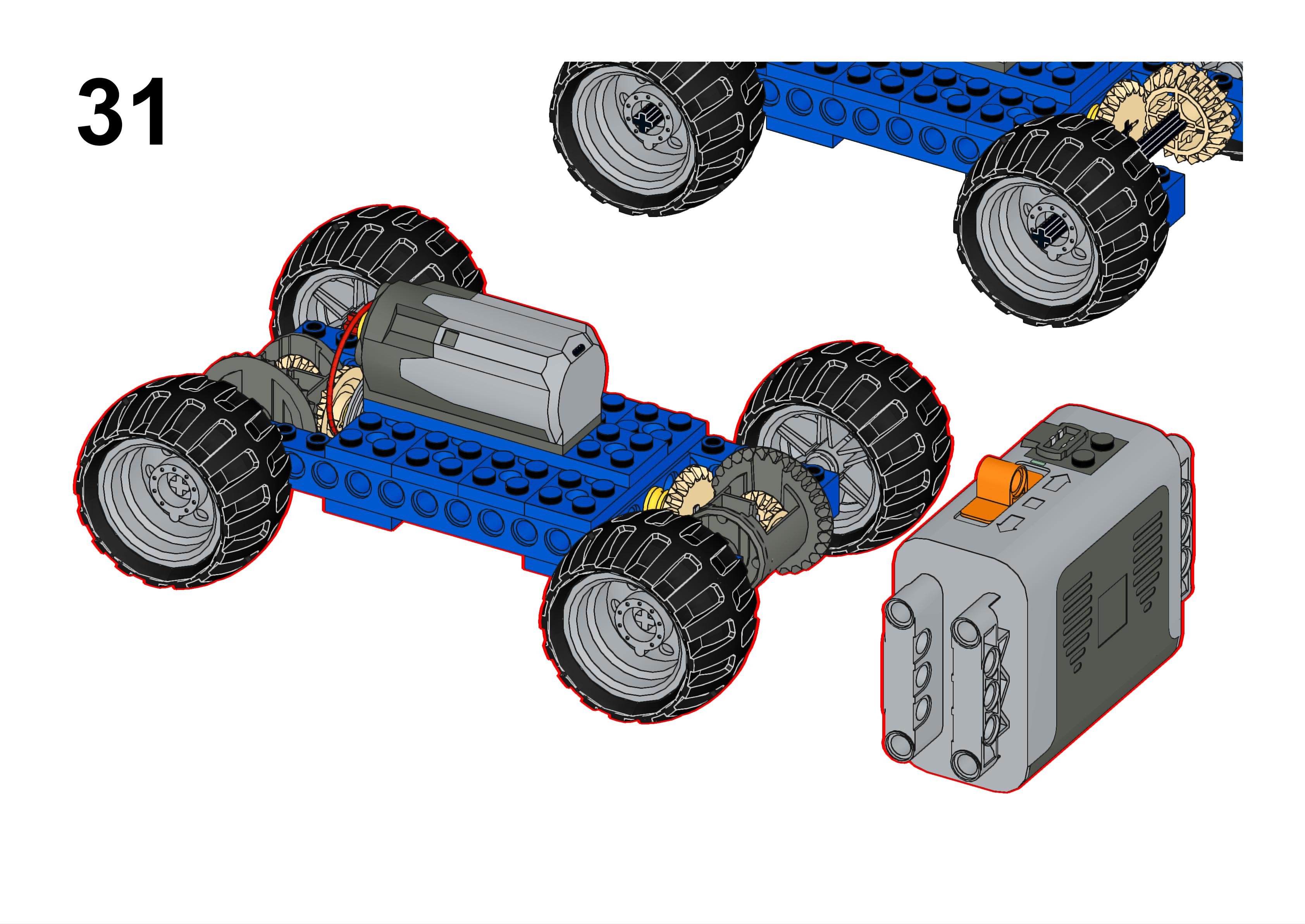 用乐高9686做一辆四驱车,乐高9686小颗粒四驱车搭建教程