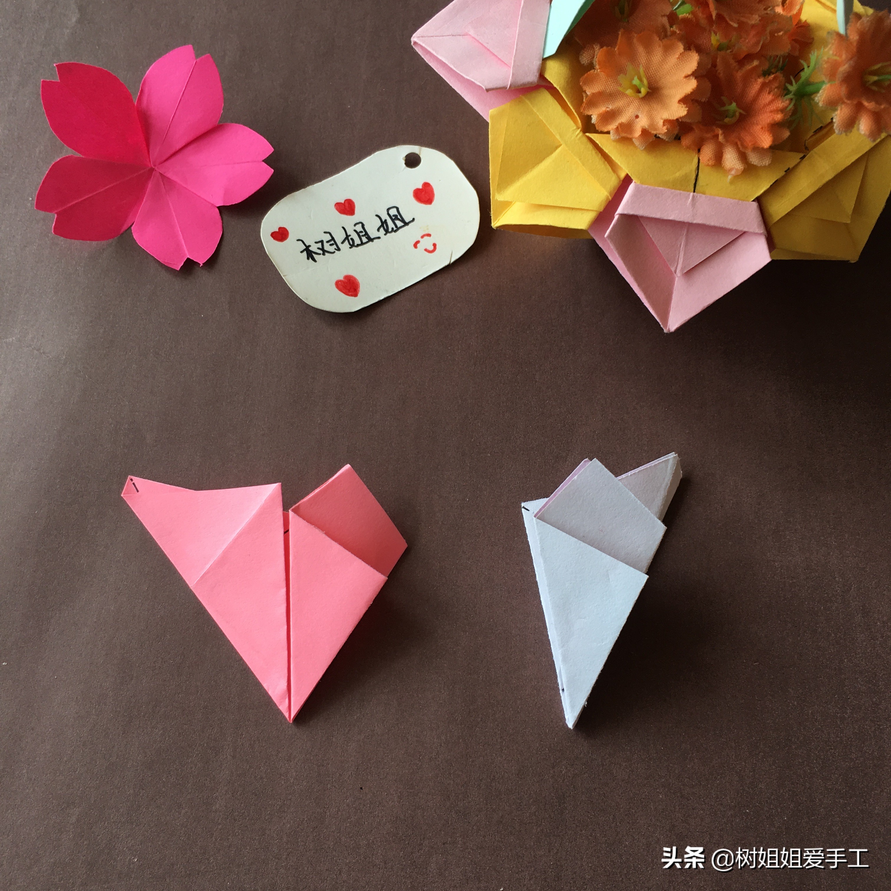 亲子折纸：立体感十足的樱花制作方法，只需要1张纸