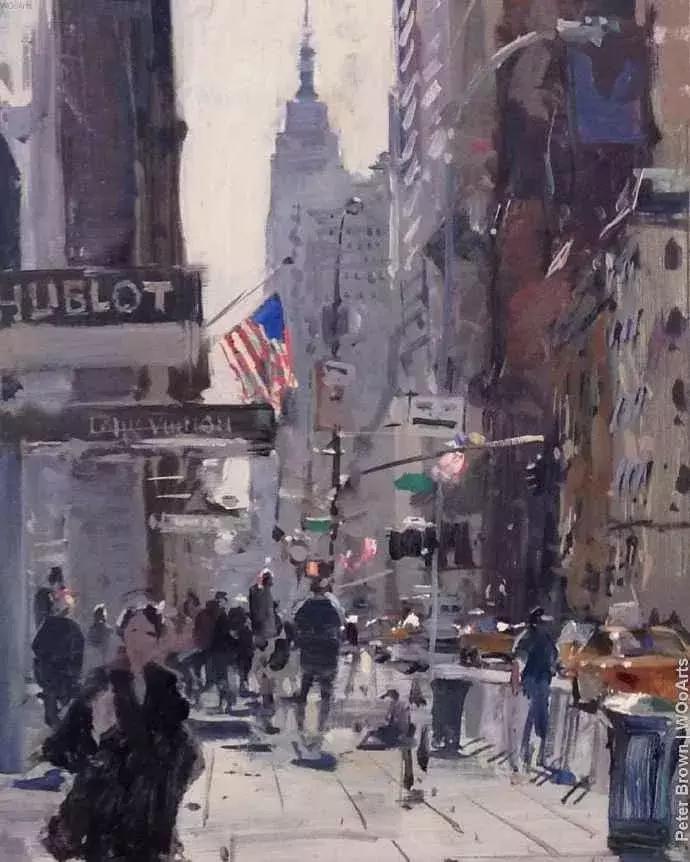 欧洲油画秋日街景,peterbrown油画从哪里买
