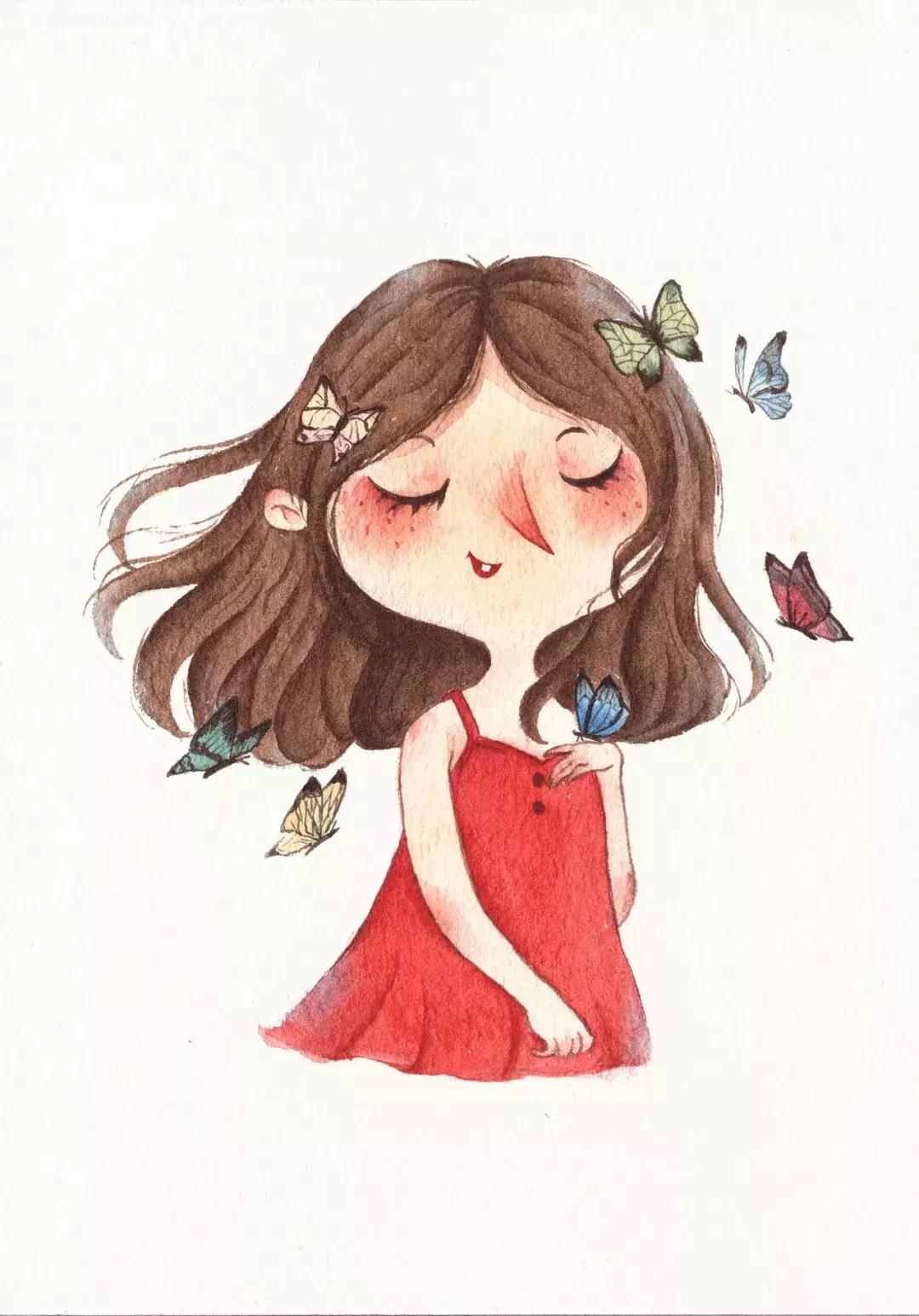 简笔画可爱小人插画,超萌可爱的插画小人