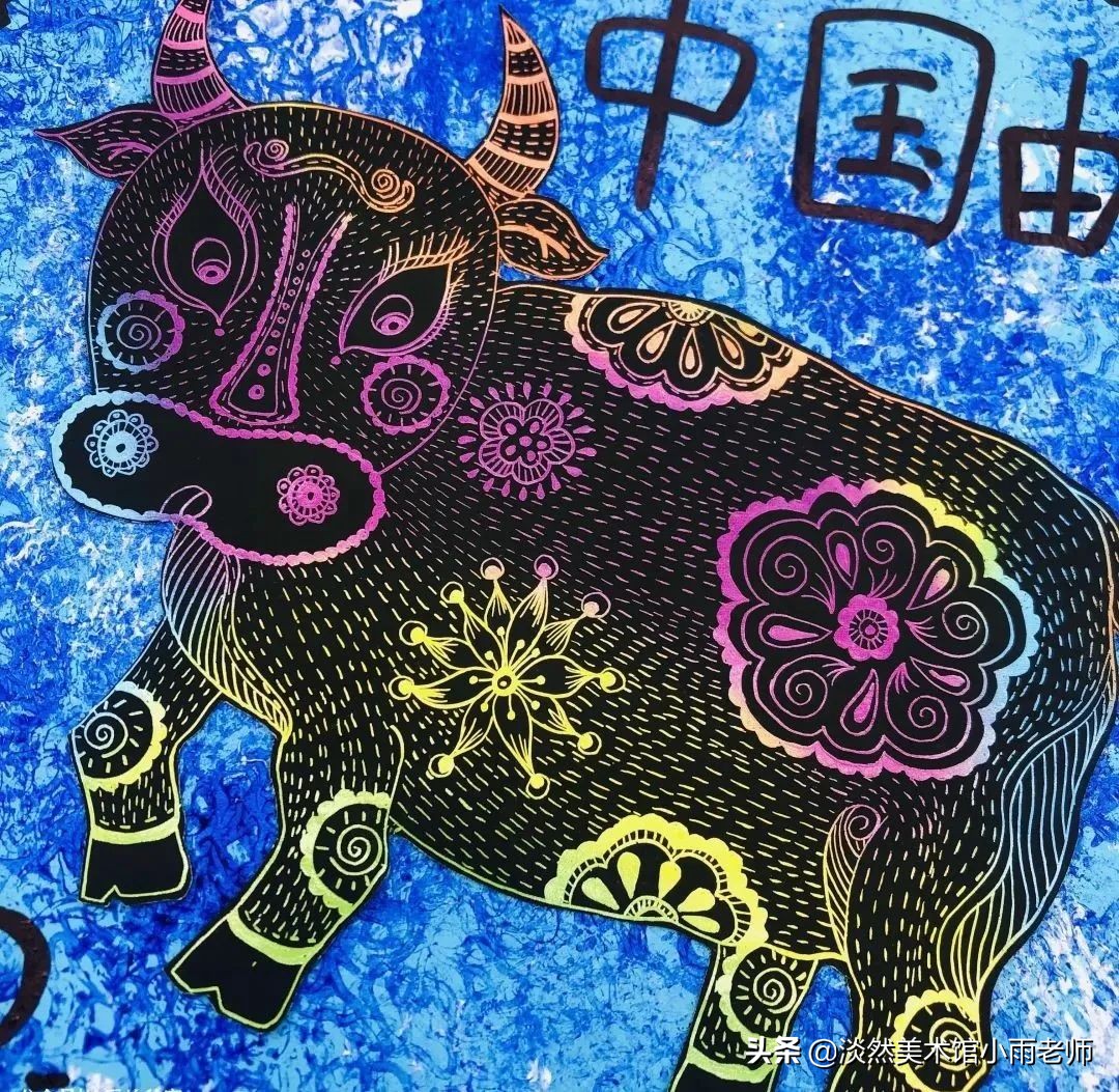 儿童创意绘画生肖牛,少儿创意绘画牛