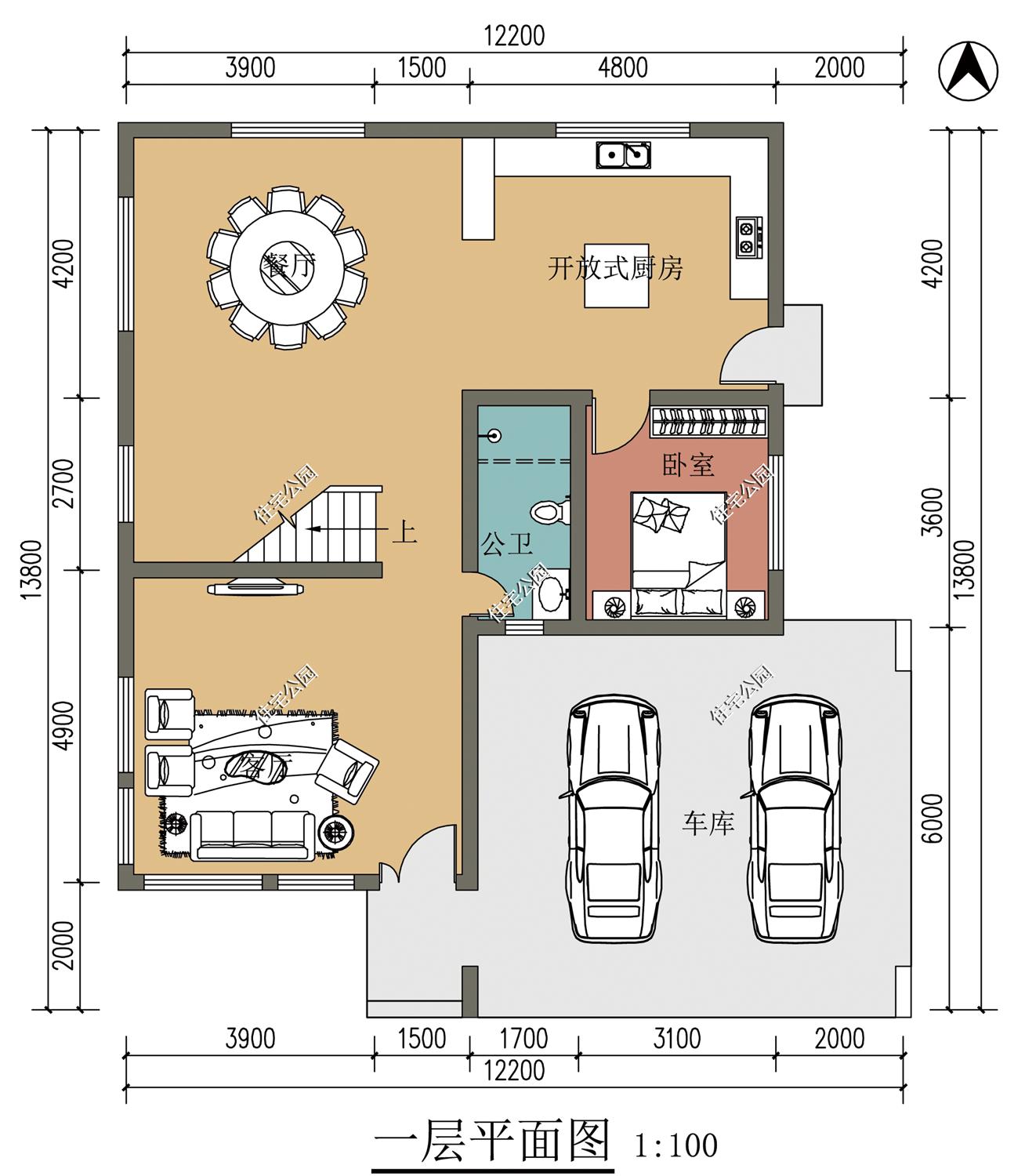 免费分享1000款自建房布局图,三层半现代别墅带落地窗设计图