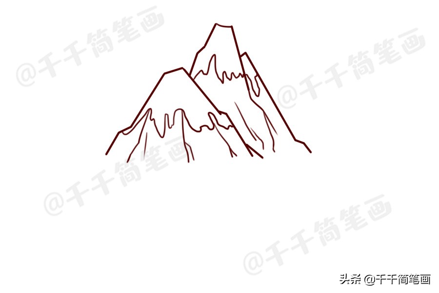 山峰怎么画简单又漂亮简笔画,儿童风景简笔画步骤图解