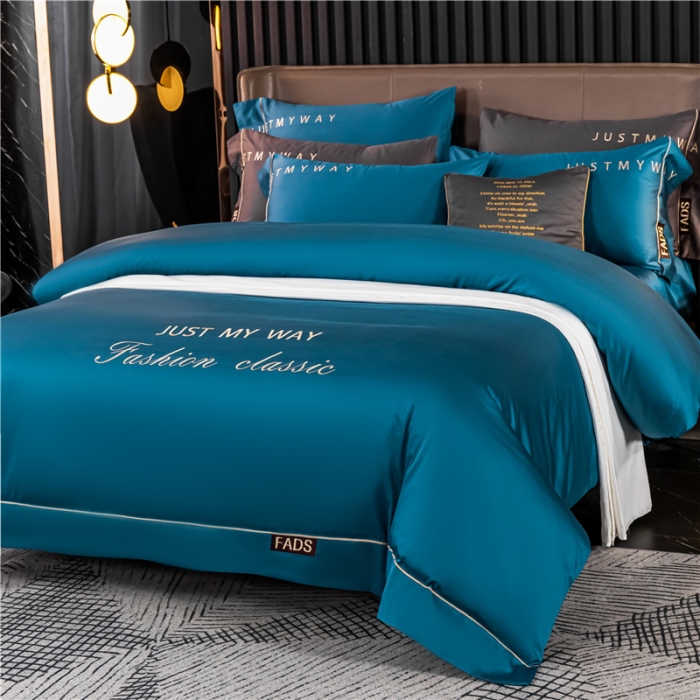 全棉澳绒刺绣四件套,新款80支长绒棉高端刺绣四件套