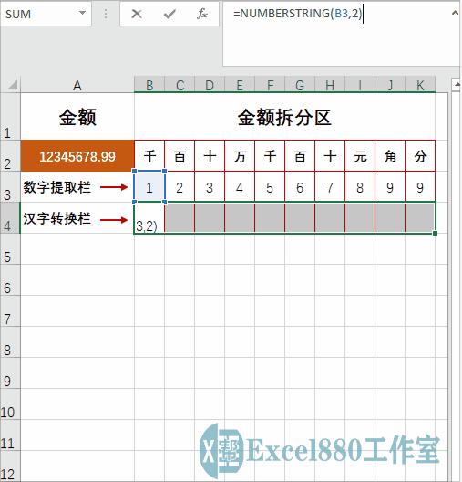 财务数字拆分到单元格公式,excel财务数据金额拆分