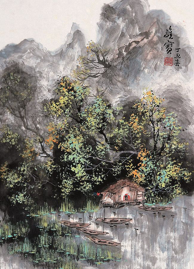 古香古色山水画,岭南风景国画