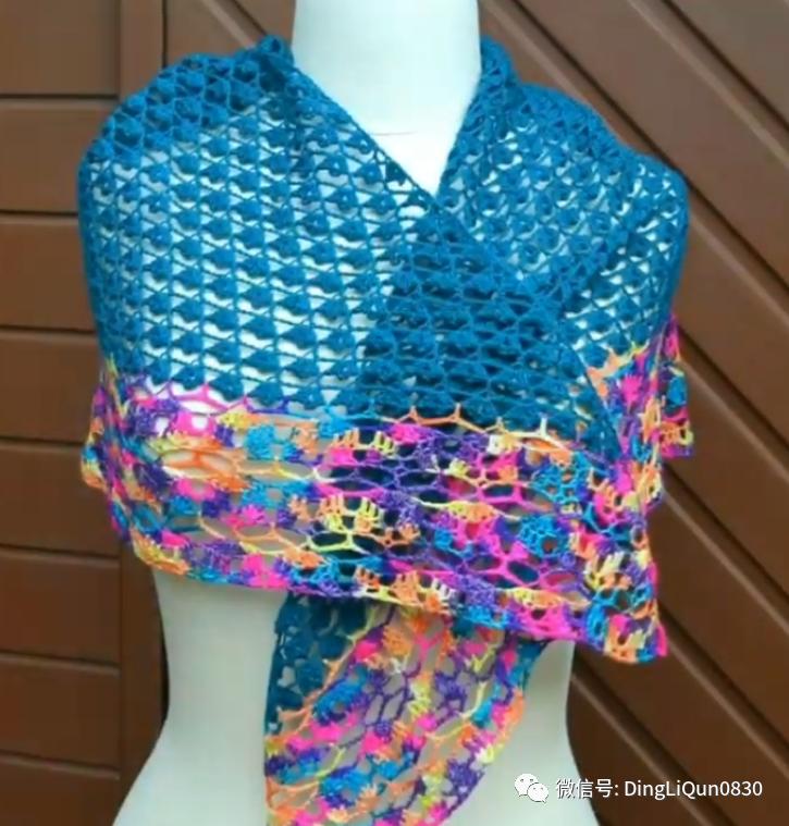 针织披肩作品,披肩花式围巾编织教程