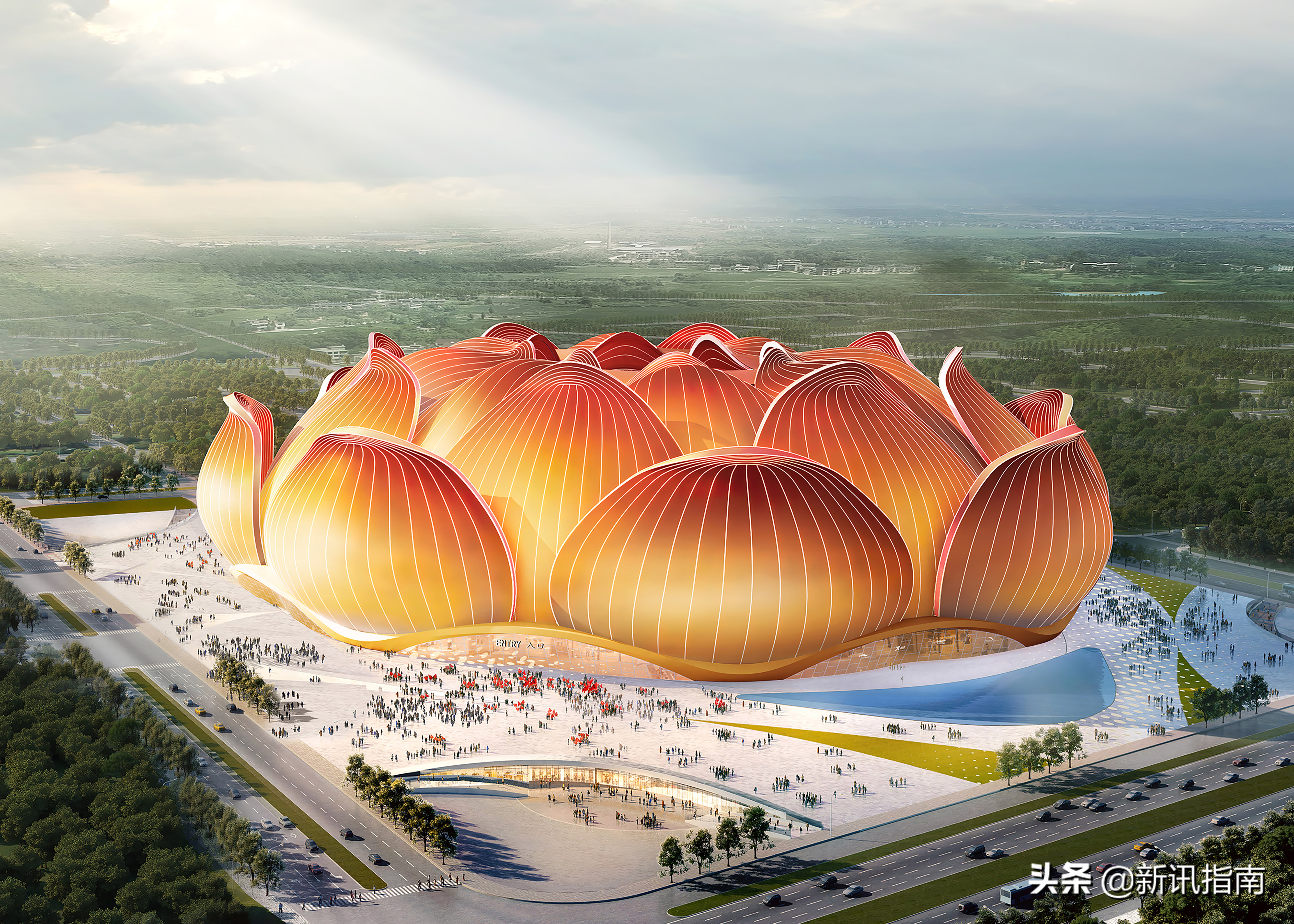 广州恒大足球场莲花造型被玩坏,恒大最惊艳的足球场