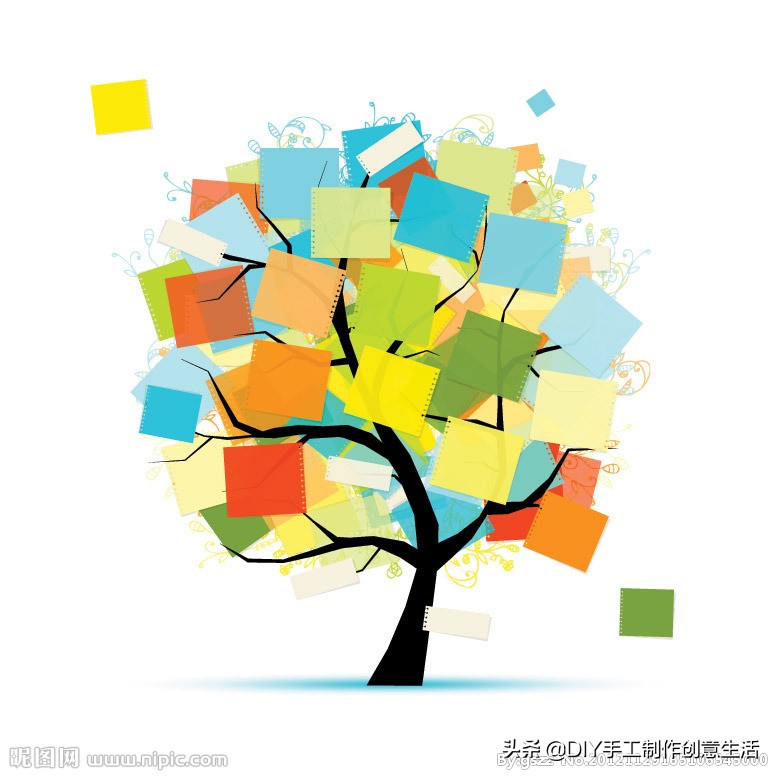 用圆纸片手工制作圣诞贴画,幼儿园大班碎纸片大树贴画