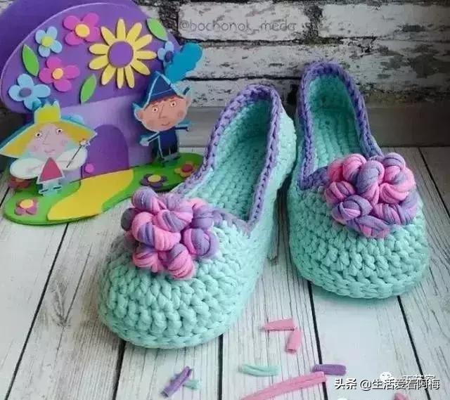 毛线地板拖鞋编织教程全过程,钩拖鞋的各种钩织教程