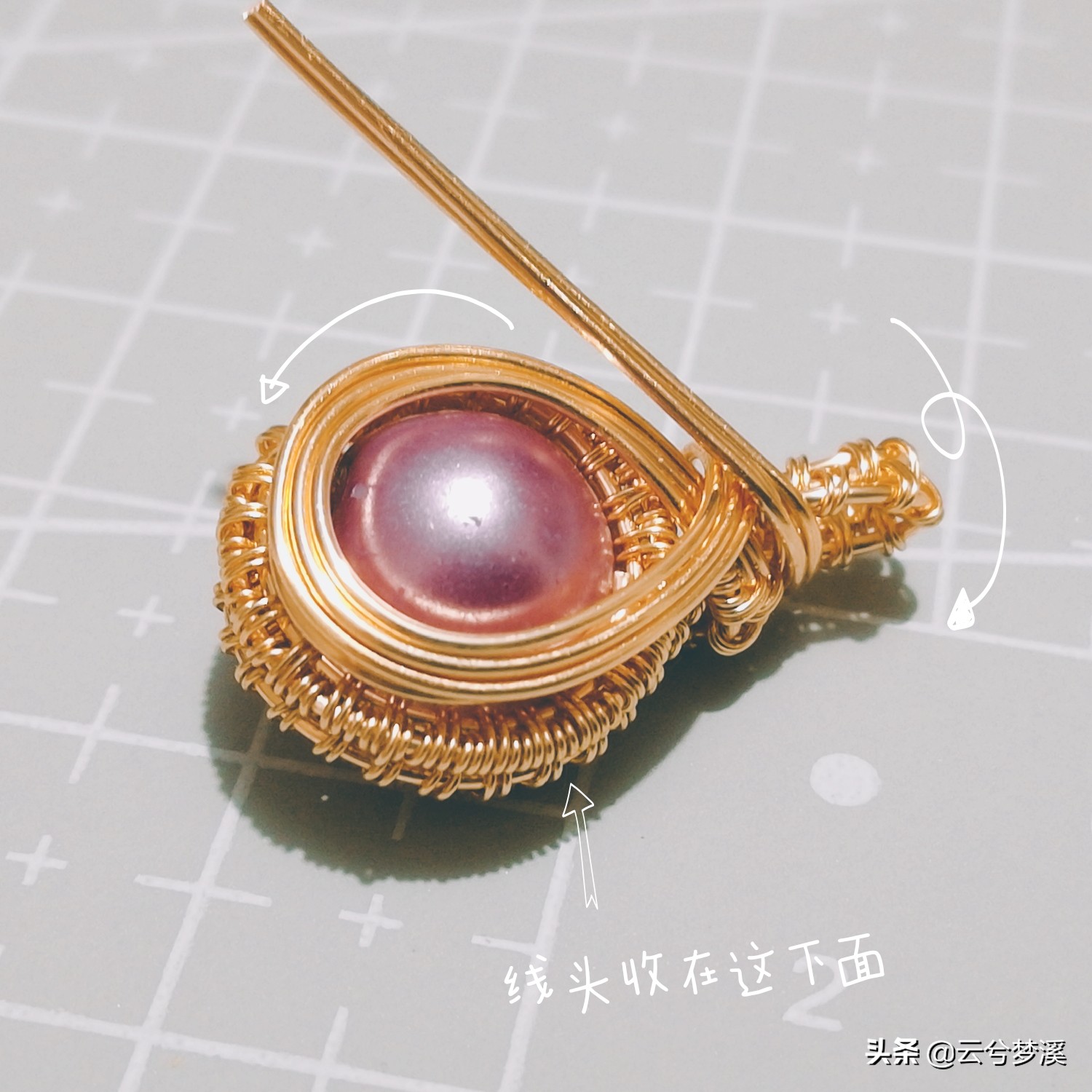 绕线教程铜丝珍珠吊坠,绕线珍珠吊坠