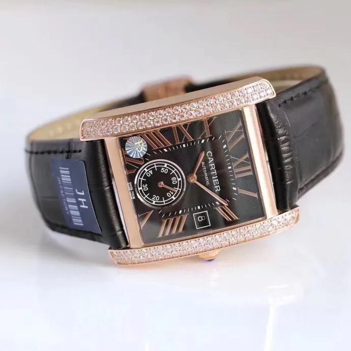 卡地亚坦克系列W5330001英式坦克系列男士两针半全自动机械腕表