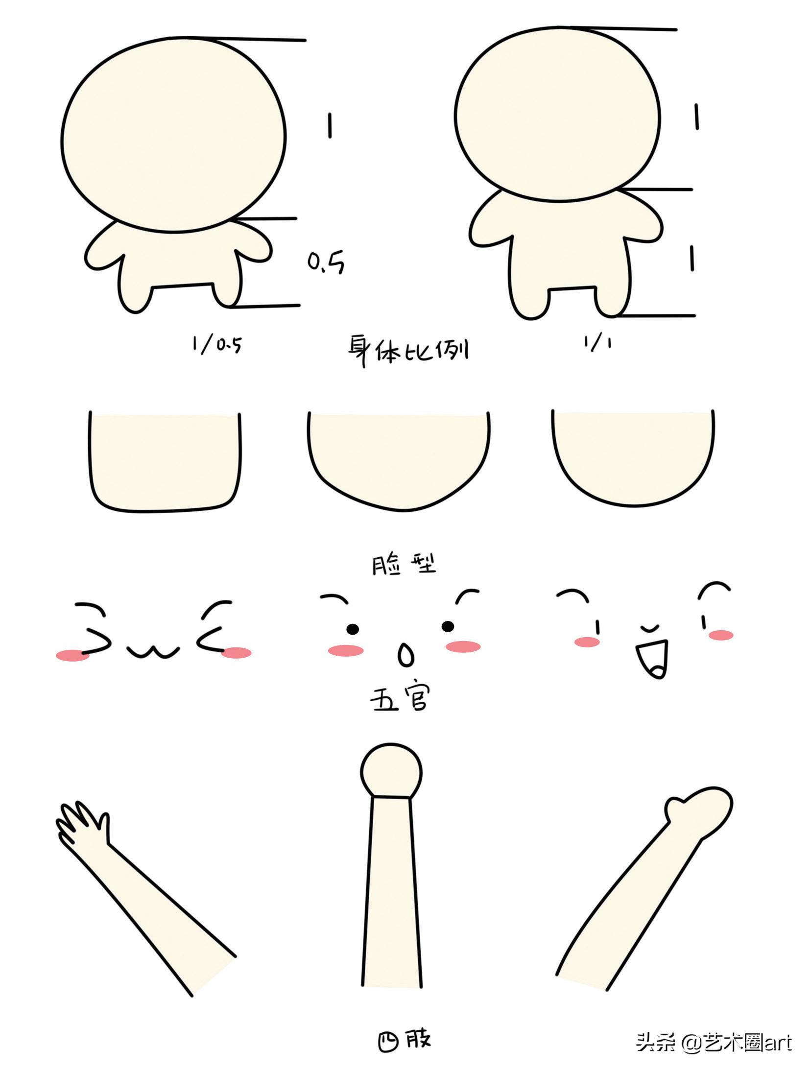 呆萌少女可爱简笔画手账教程,二次元少女古风简笔画手账