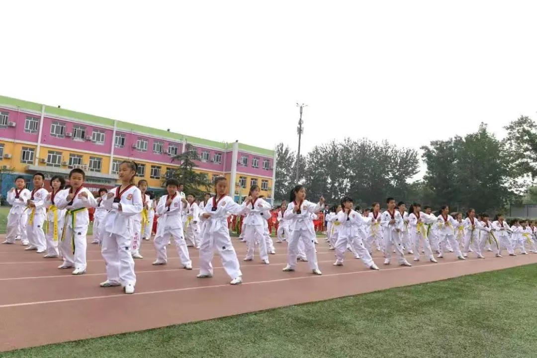 一共有207人参加体操表演,一百多人体育节开场