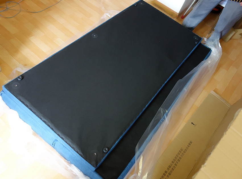 小户型布艺棉麻沙发床,新中式实木布艺沙发床