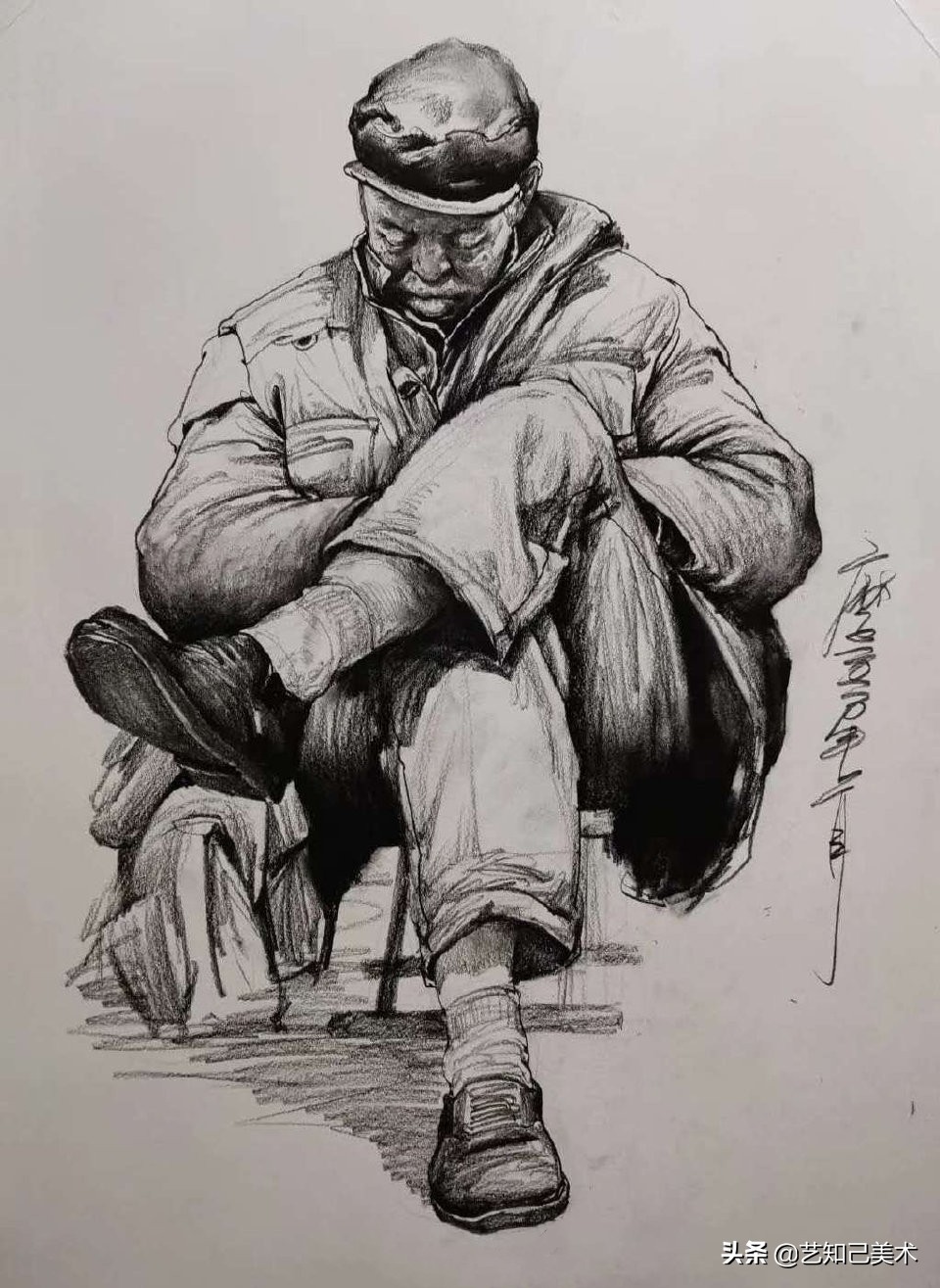 速写人物写生照片坐姿,速写人物老人坐姿范画