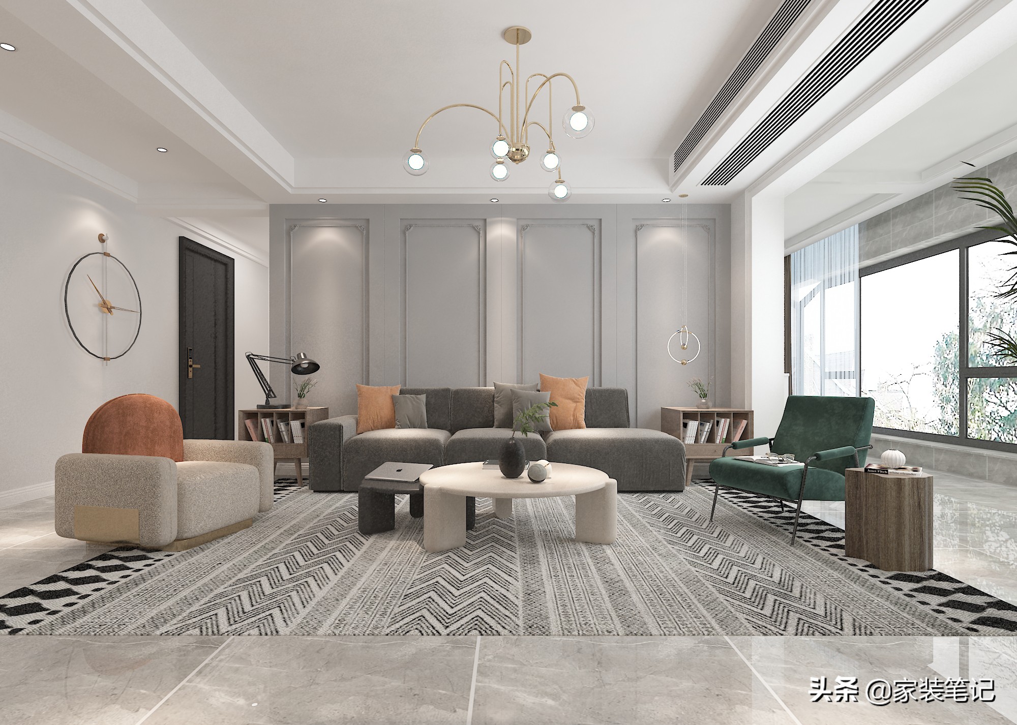 全屋只做石膏线的装修效果,发现一家装修很有氛围感的店铺