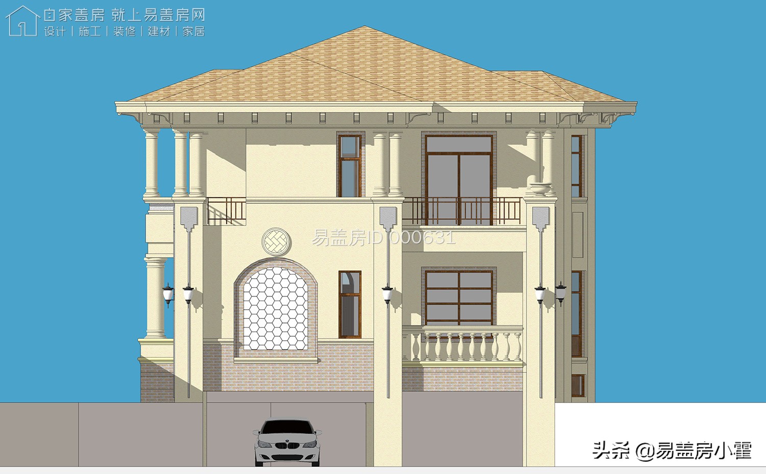 农村自建房2层欧式别墅设计,面宽10米欧式风格二层小别墅