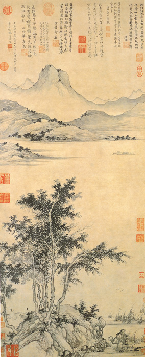 用铅笔画五元山水画,五元山水画
