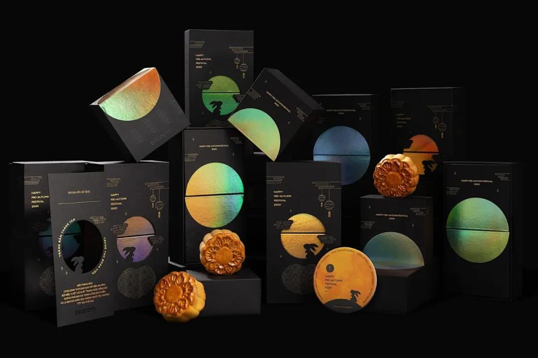 创意插画月饼礼盒长条形,创意满满的中秋节月饼包装设计