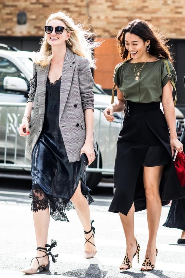 西装配裙子适合哪种发型,中长西装配什么裙子好看