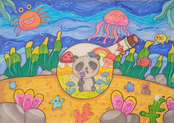 暑期儿童画作品,暑假安全我知道儿童画